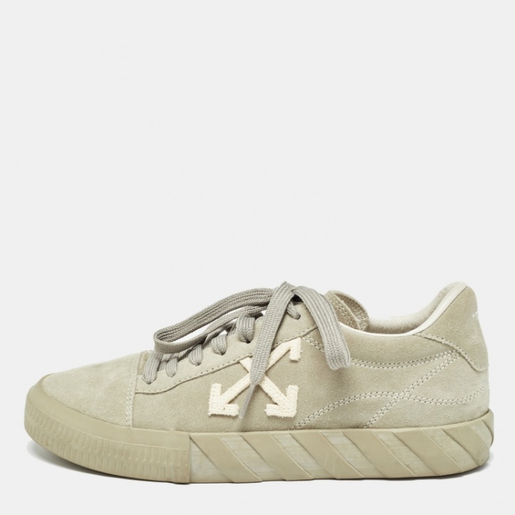 Pre Owned Off-White Grey Suede Vulcanized Low Sneakers Size 41