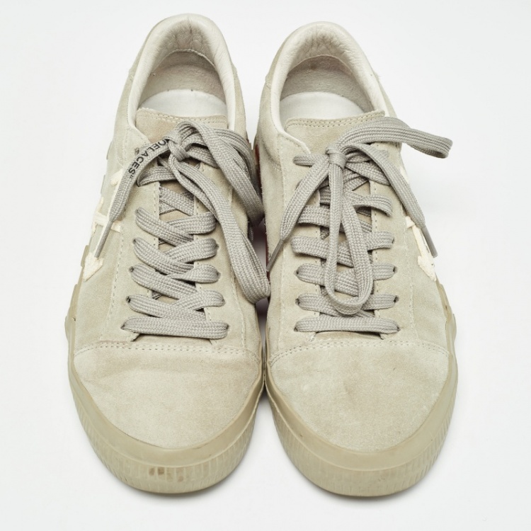 Pre Owned Off-White Grey Suede Vulcanized Low Sneakers Size 41