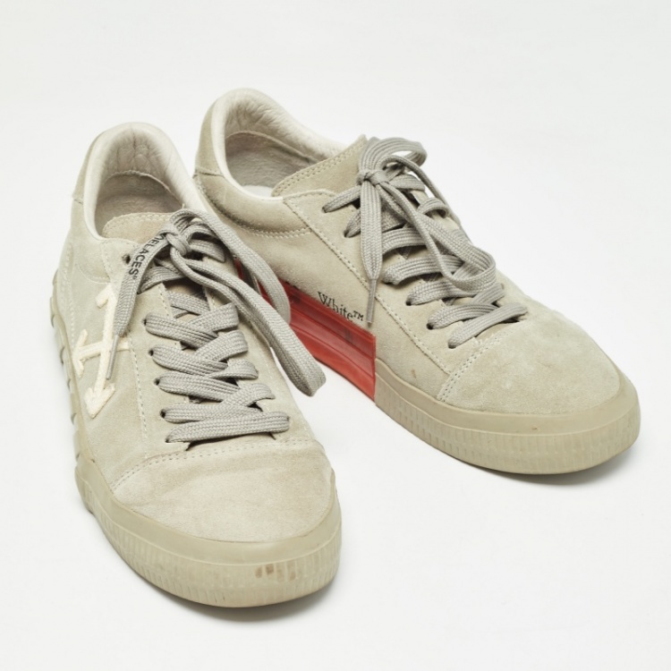 Pre Owned Off-White Grey Suede Vulcanized Low Sneakers Size 41