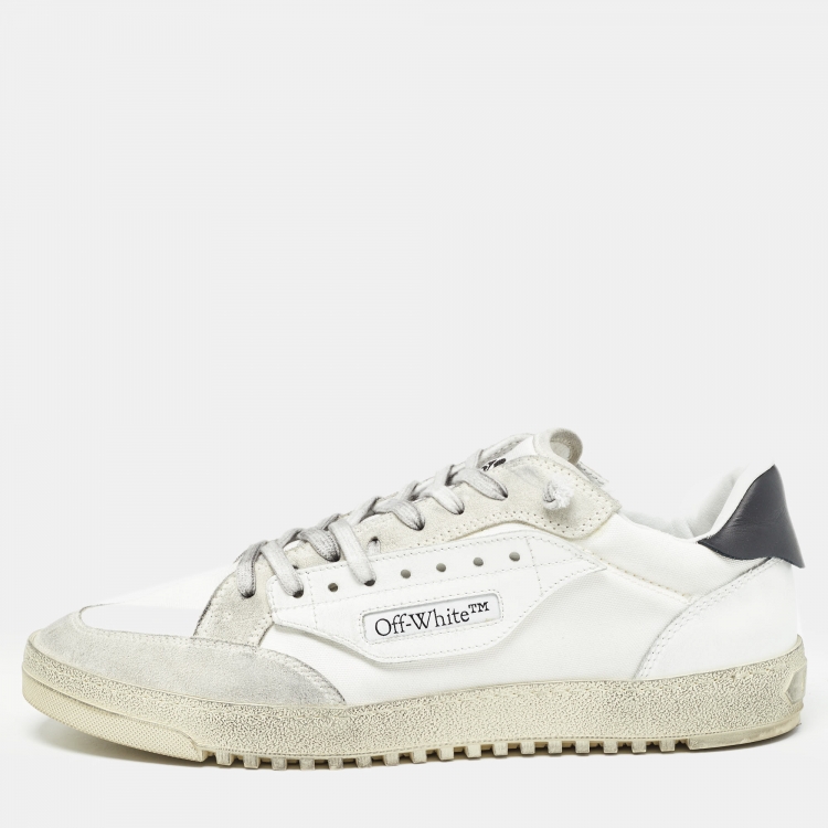 Pre Owned Off-White White Canvas and Suede 5.0 Sneakers Size 44
