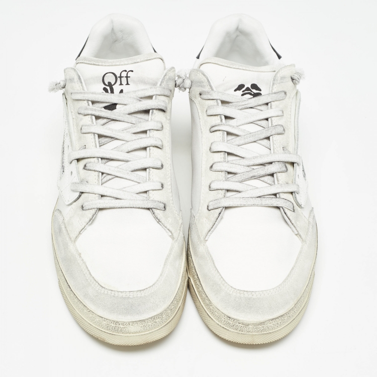Pre Owned Off-White White Canvas and Suede 5.0 Sneakers Size 44