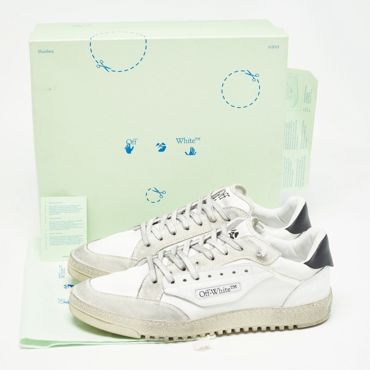 Pre Owned Off-White White Canvas and Suede 5.0 Sneakers Size 44
