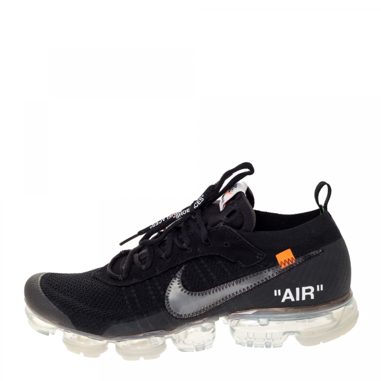 Nike x Black Fabric And Suede Air Vapormax Flyknit Sneakers Size 45.5 x Nike | TLC