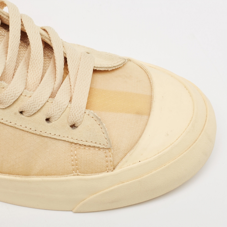 Pre Owned Off-White x Nike Beige Leather Blazer Mid All Hallow's Eve Sneakers Size 42.5