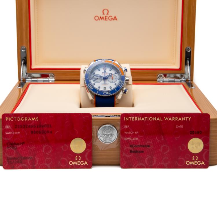 Pre Owned Omega Michael Phelps  Seamaster Planet Ocean Limited Edition 280 Steel Automatic Men'S Watch 45.5MM