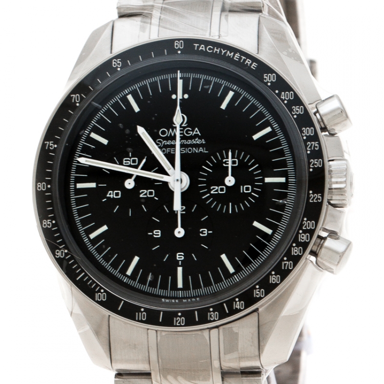 Pre Owned Omega Black Stainless Steel Speedmaster Legendary Moonwatch 311.30.42.30.01.005 Men's Wristwatch 42 mm
