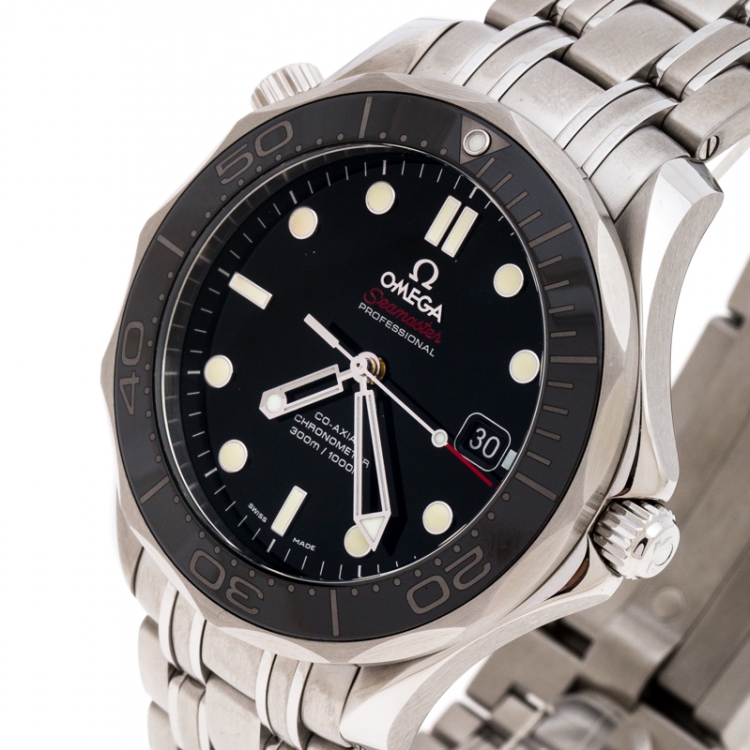Pre Owned Omega Black Stainless Steel Seamaster 212.30.41.20.01.003 Men's Wristwatch 41 MM