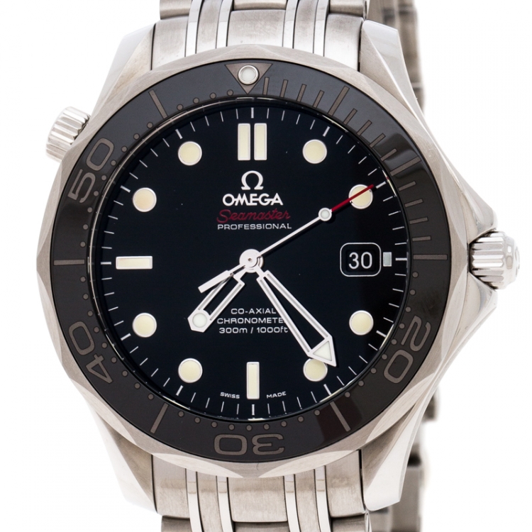 Pre Owned Omega Black Stainless Steel Seamaster 212.30.41.20.01.003 Men's Wristwatch 41 MM