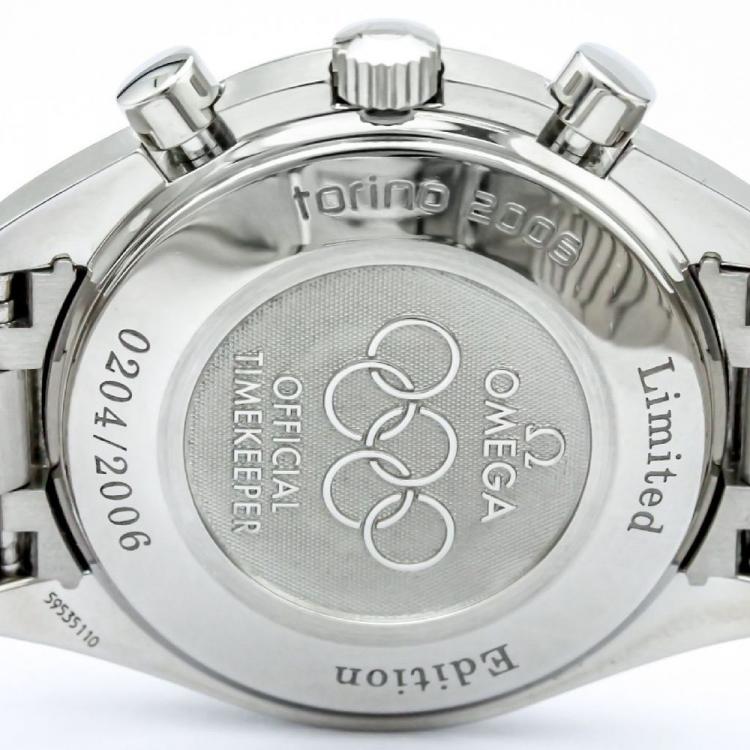 Pre Owned Omega White Stainless Steel Speedmaster Men's Wristwatch 39MM