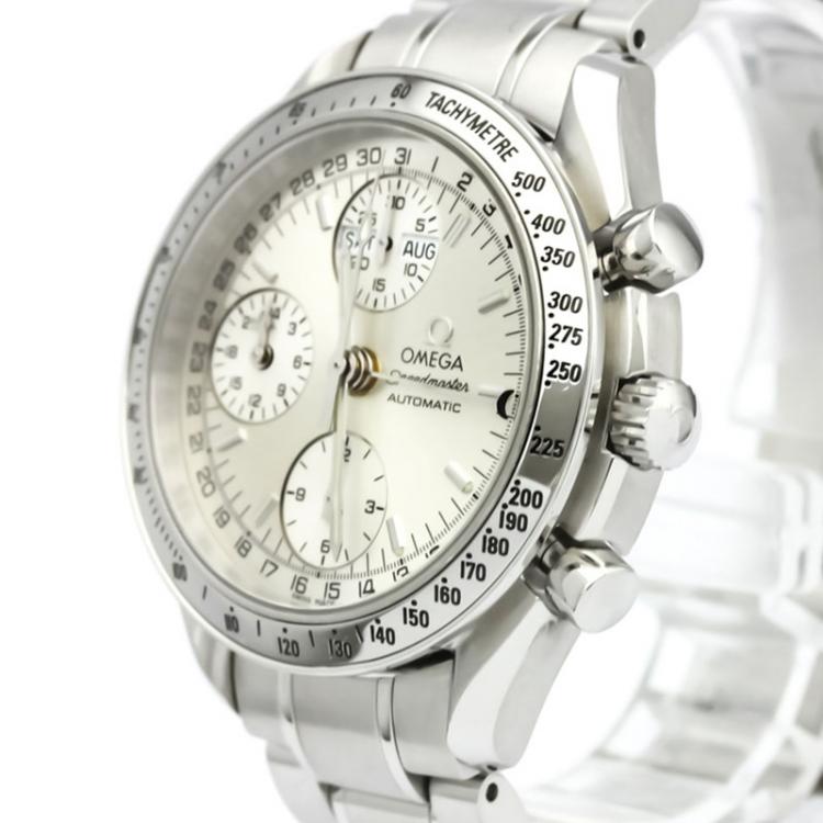 Pre Owned Omega Silver Stainless Steel Speedmaster Men's Wristwatch 39MM