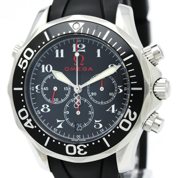 Pre Owned Omega Black Stainless Steel Official Timekeeper Men's Wristwatch 41MM
