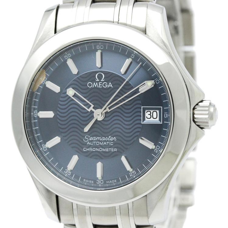 Pre Owned Omega Blue Stainless Steel Seamaster Men's Wristwatch 36MM