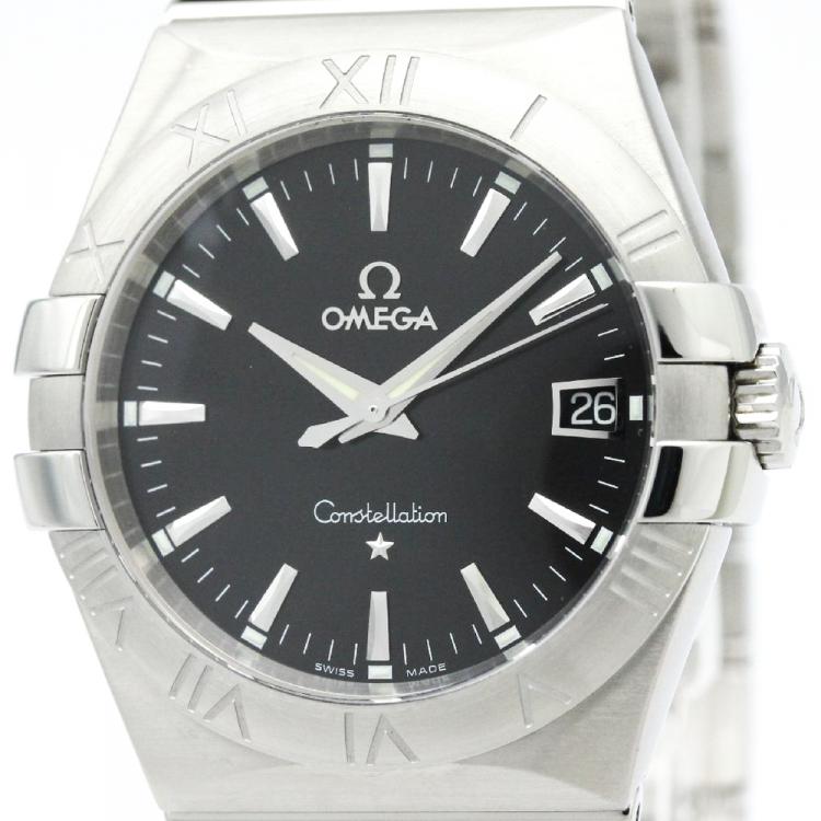 Pre Owned Omega Black Stainless Steel Constellation Men's Wristwatch 35MM