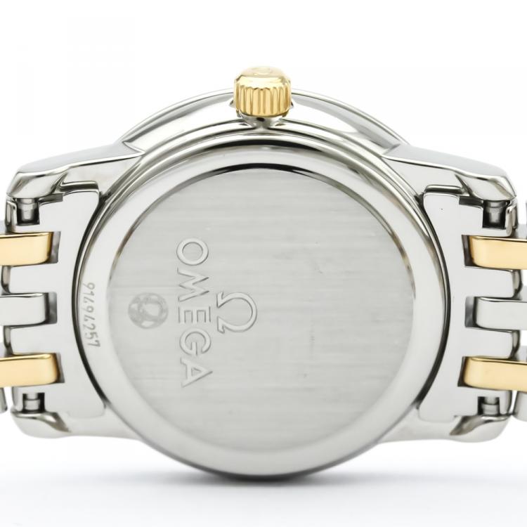 Pre Owned Omega Champagne 18K Yellow Gold and Stainless Steel De Ville Men's Wristwatch 22MM