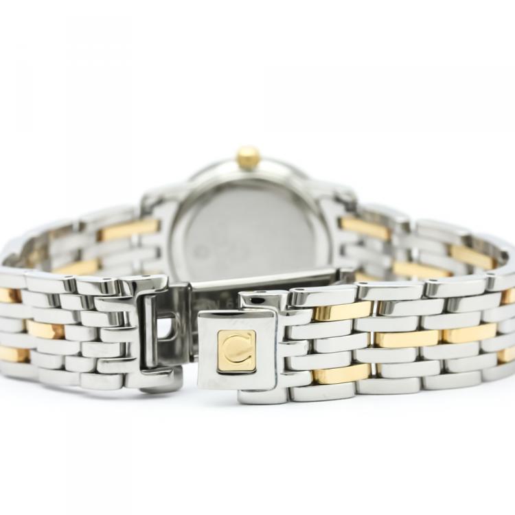 Pre Owned Omega Champagne 18K Yellow Gold and Stainless Steel De Ville Men's Wristwatch 22MM