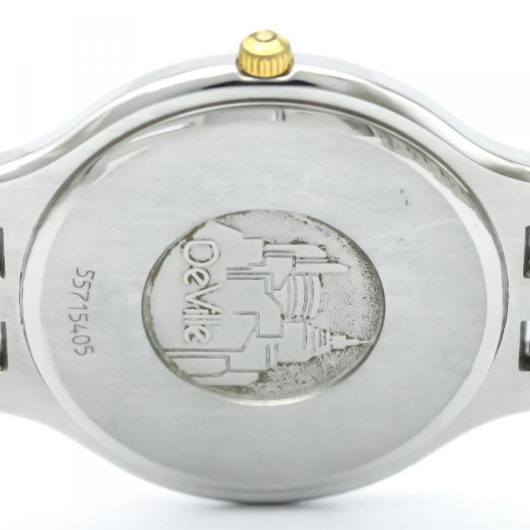Pre Owned Omega Silver 18K Yellow Gold and Stainless Steel De Ville Men's Wristwatch 32MM
