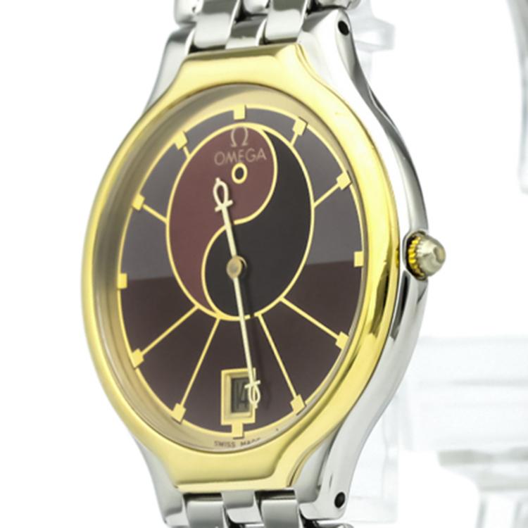 Pre Owned Omega Two Tone 18K Yellow Gold and Stainless Steel De Ville Men's Wristwatch 32MM