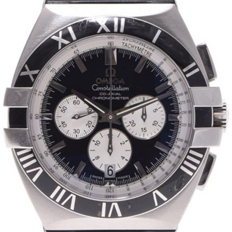 Pre Owned Omega Black Stainless Steel Constellation Double Eagle Men's Wristwatch 40MM