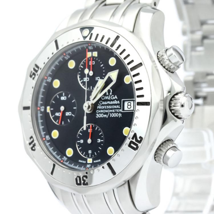 Pre Owned Omega Blue Stainless Steel Seamaster Professional Men's Wristwatch 42MM