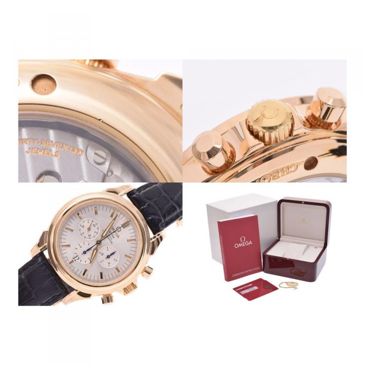 Pre Owned Omega Silver 18K Yellow Gold De Ville Co-Axial Men's Wristwatch 40MM