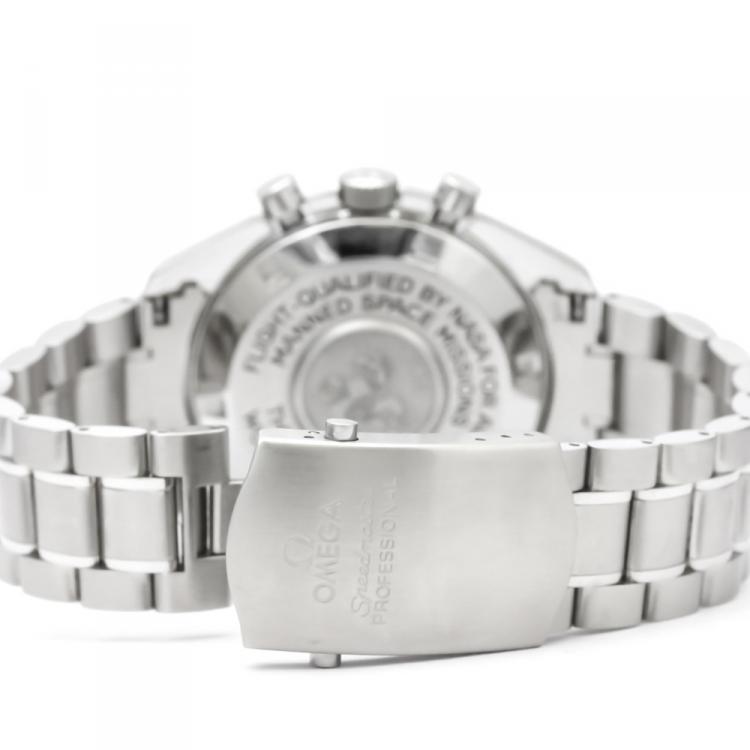 Pre Owned Omega Silver 18K White Gold and Stainless Steel Speedmaster Men's Wristwatch 42MM