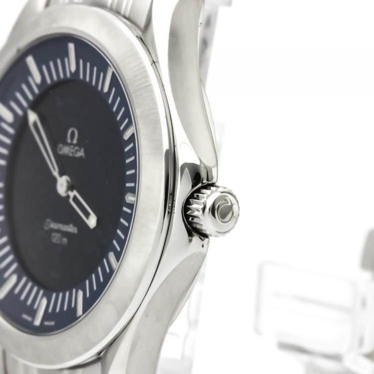Pre Owned Omega Blue Stainless Steel Seamaster Multifunction Men's Wristwatch 39MM