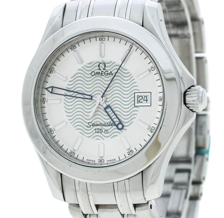 Pre Owned Omega Silver Stainless Steel Seamaster 196.1501 Men's Wristwatch 36 mm