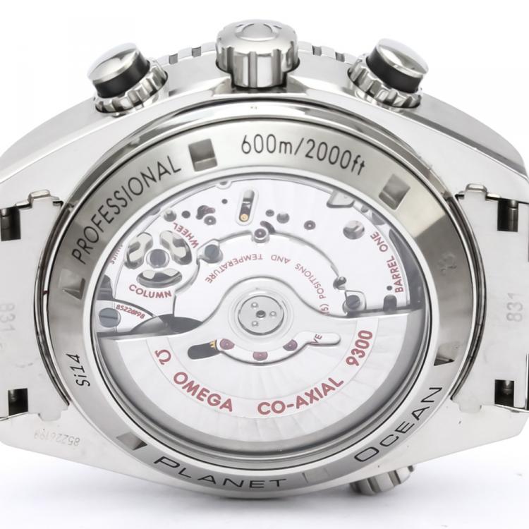 Pre Owned Omega Black Stainless Steel Seamaster Planet Ocean Co-Axial Chronograph Men's Wristwatch 45.5MM