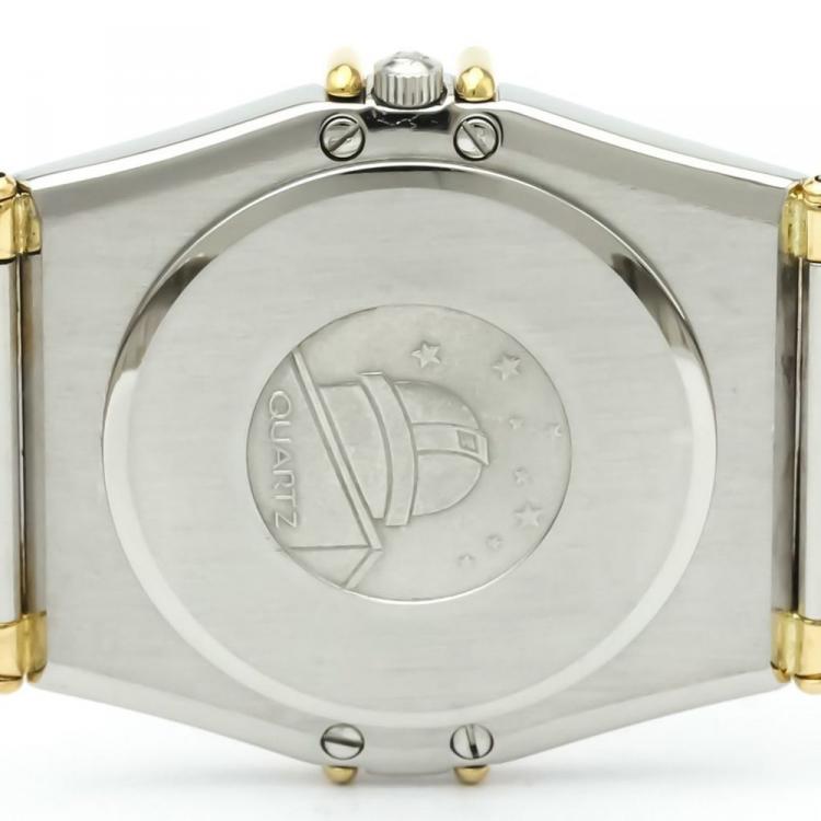 Pre Owned Omega Black 18K Yellow Gold and Stainless Steel Diamond Constellation Men's Wristwatch 33MM