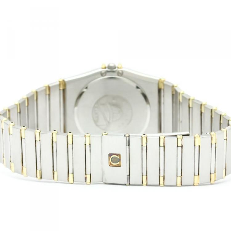 Pre Owned Omega Black 18K Yellow Gold and Stainless Steel Diamond Constellation Men's Wristwatch 33MM