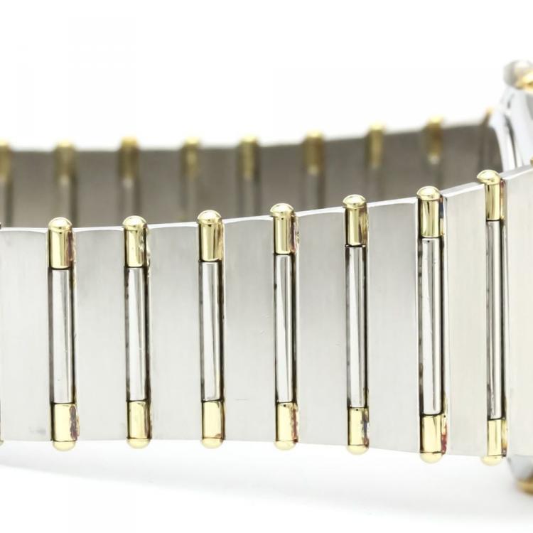 Pre Owned Omega Black 18K Yellow Gold and Stainless Steel Diamond Constellation Men's Wristwatch 33MM