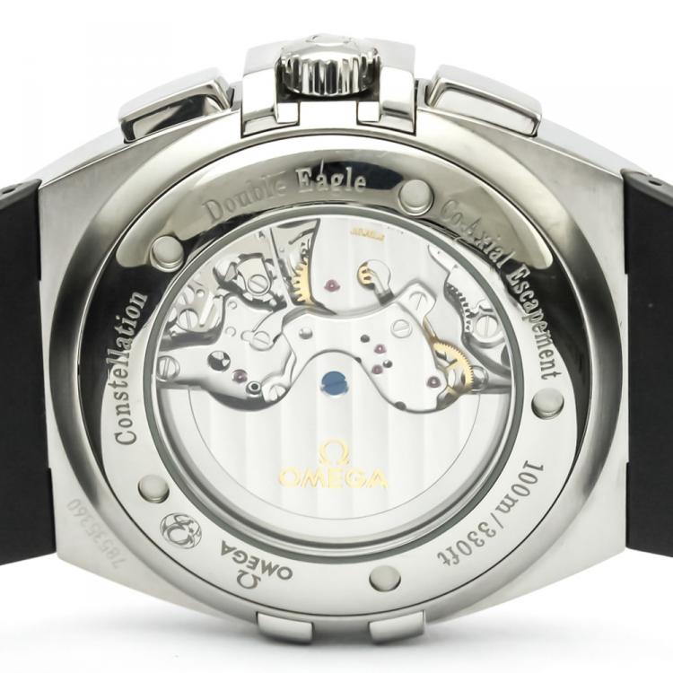 Pre Owned Omega Black Stainless Steel Constellation Double Eagle Co-Axial Chronograph Men's Wristwatch 41MM
