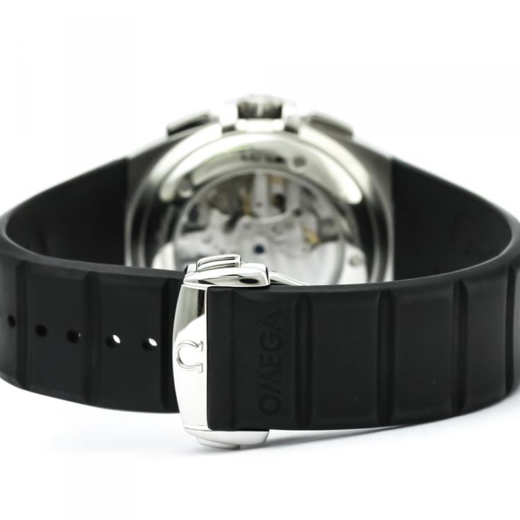 Pre Owned Omega Black Stainless Steel Constellation Double Eagle Co-Axial Chronograph Men's Wristwatch 41MM