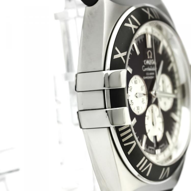 Pre Owned Omega Black Stainless Steel Constellation Double Eagle Co-Axial Chronograph Men's Wristwatch 41MM