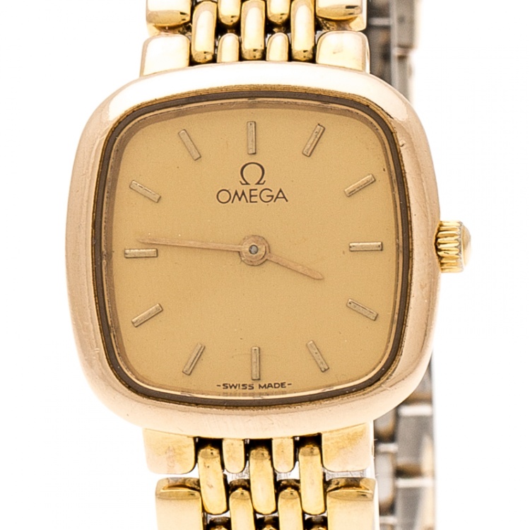 Pre Owned Omega Gold Plated Stainless Steel De Ville 395.0876.2 Men's Wristwatch 26 mm
