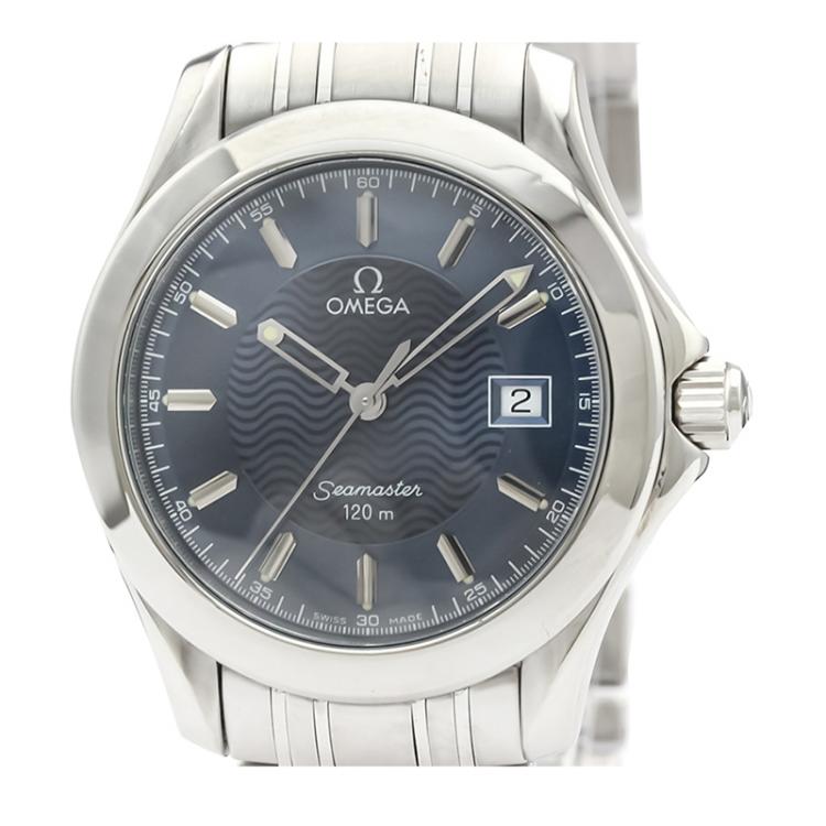 Pre Owned Omega Blue Stainless Steel Seamaster 120M 2511.81 Men's Wristwatch 36MM