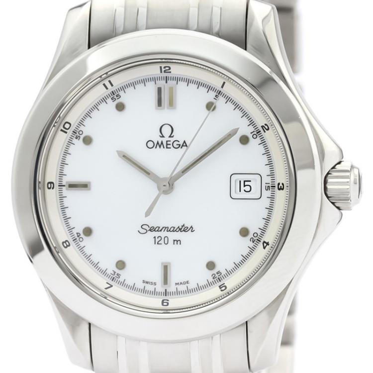 Pre Owned Omega White Stainless Steel Seamaster 120M 2511.20 Men's Wristwatch 36MM