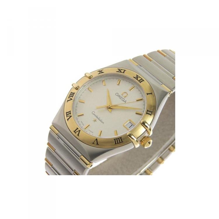 Pre Owned Omega Silver Gold Plated Stainless Steel Constellation Men's Wristwatch 34MM