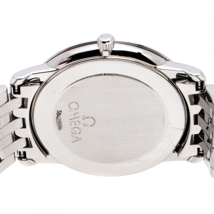 مملوكة مسبقًا Omega Cream Stainless Steel De Ville Prestige 45103000 Men's Wristwatch 34 mm