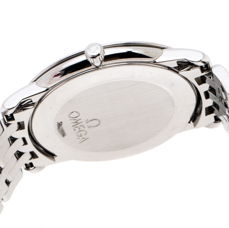 مملوكة مسبقًا Omega Cream Stainless Steel De Ville Prestige 45103000 Men's Wristwatch 34 mm