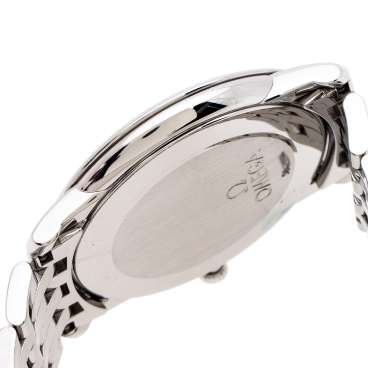 مملوكة مسبقًا Omega Cream Stainless Steel De Ville Prestige 45103000 Men's Wristwatch 34 mm