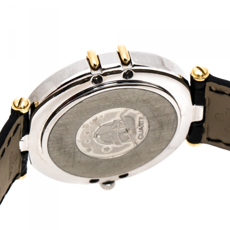 Pre Owned Omega White Stainless Steel 18K Yellow Gold Vintage Constellation 198.0145 Women's Wristwatch 34 mm