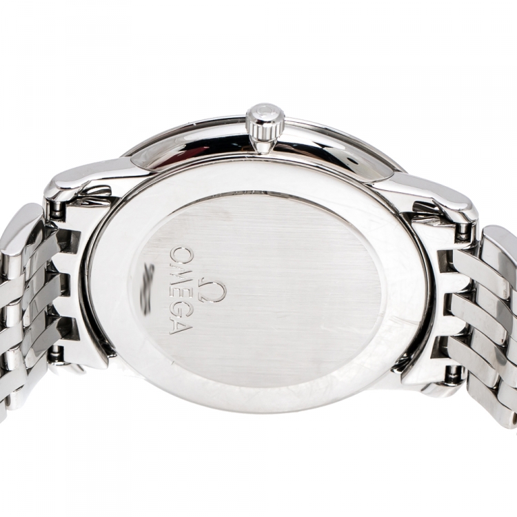 Pre Owned Omega Cream Stainless Steel De Ville Prestige 45103000 Men's Wristwatch 34 mm
