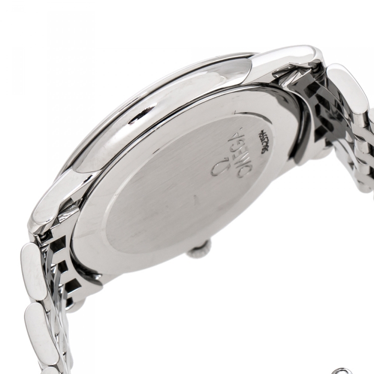 Pre Owned Omega Cream Stainless Steel De Ville Prestige 45103000 Men's Wristwatch 34 mm