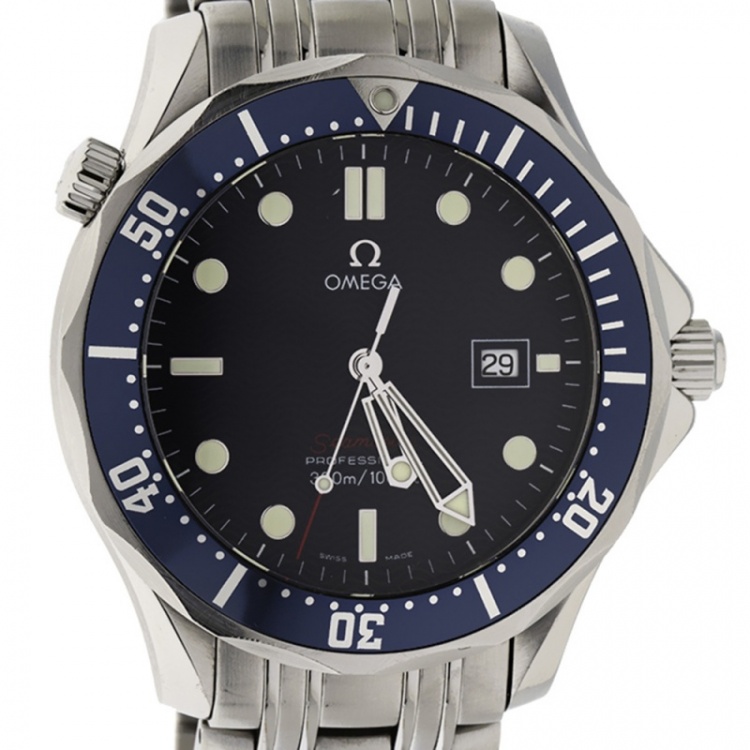 Pre Owned Omega Blue Stainless Steel Seamaster Professional 22218000 Men's Wristwatch 41 MM