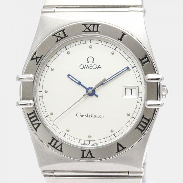 Pre Owned Omega Silver Stainless Steel Constellation 396.1070 Quartz Men's Wristwatch 33 mm
