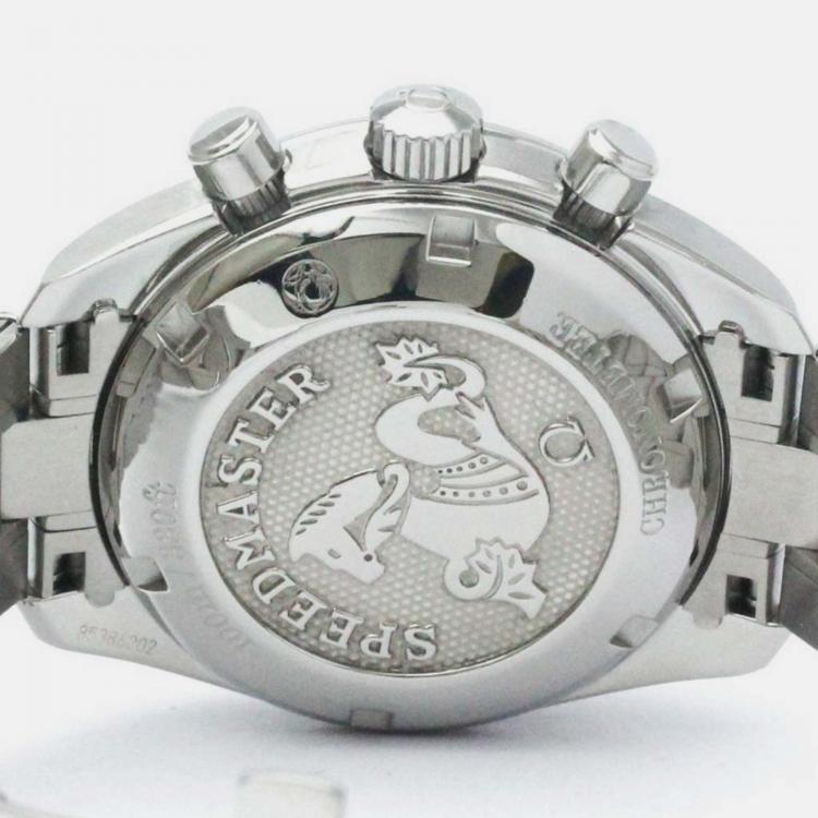 Pre Owned Omega White Shell Stainless Steel Speedmaster 324.15.38.40.05.001 Automatic Men's Wristwatch 38 mm