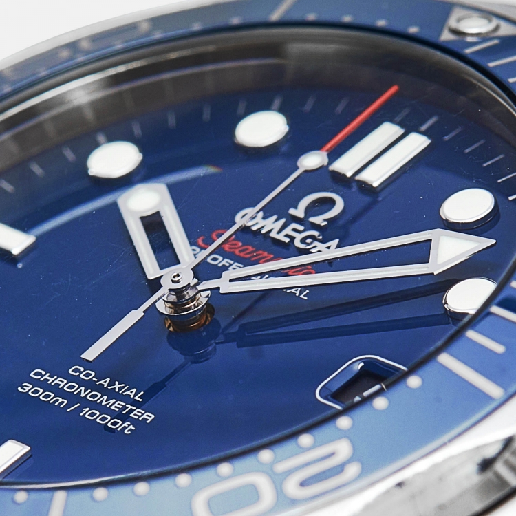 Pre Owned Omega Blue Stainless Steel Seamaster 212.30.41.20.03.001 Men's Wristwatch 41 mm