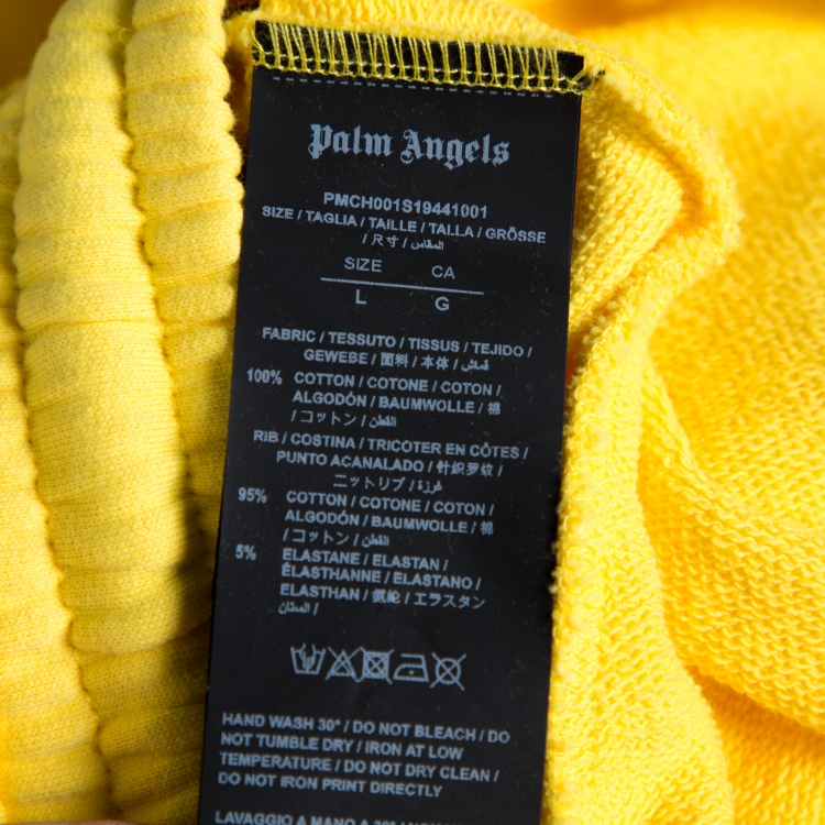 Pre Owned Palm Angels Yellow Side Logo Print Cotton Jogging Pants L
