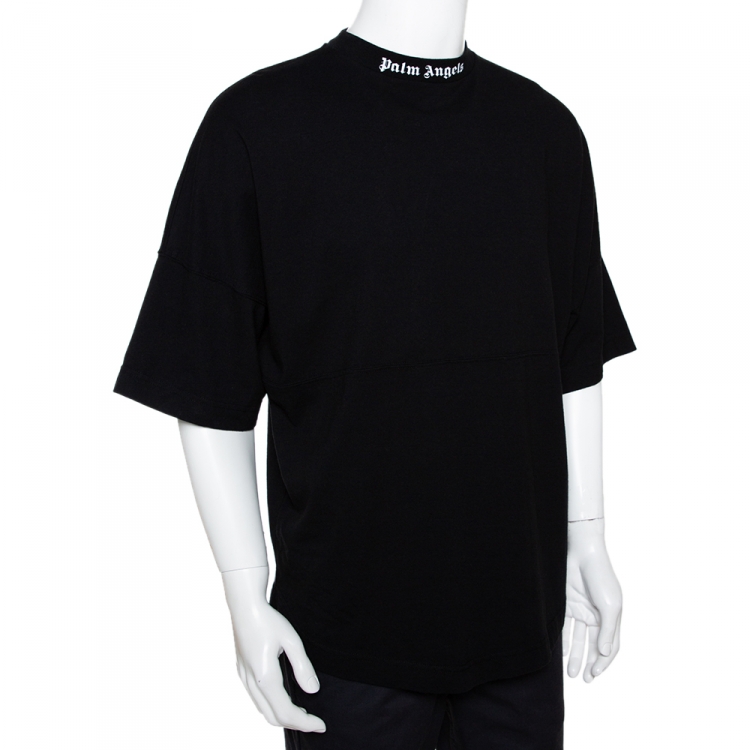 Logo Oversized Cotton T Shirt in Black - Palm Angels